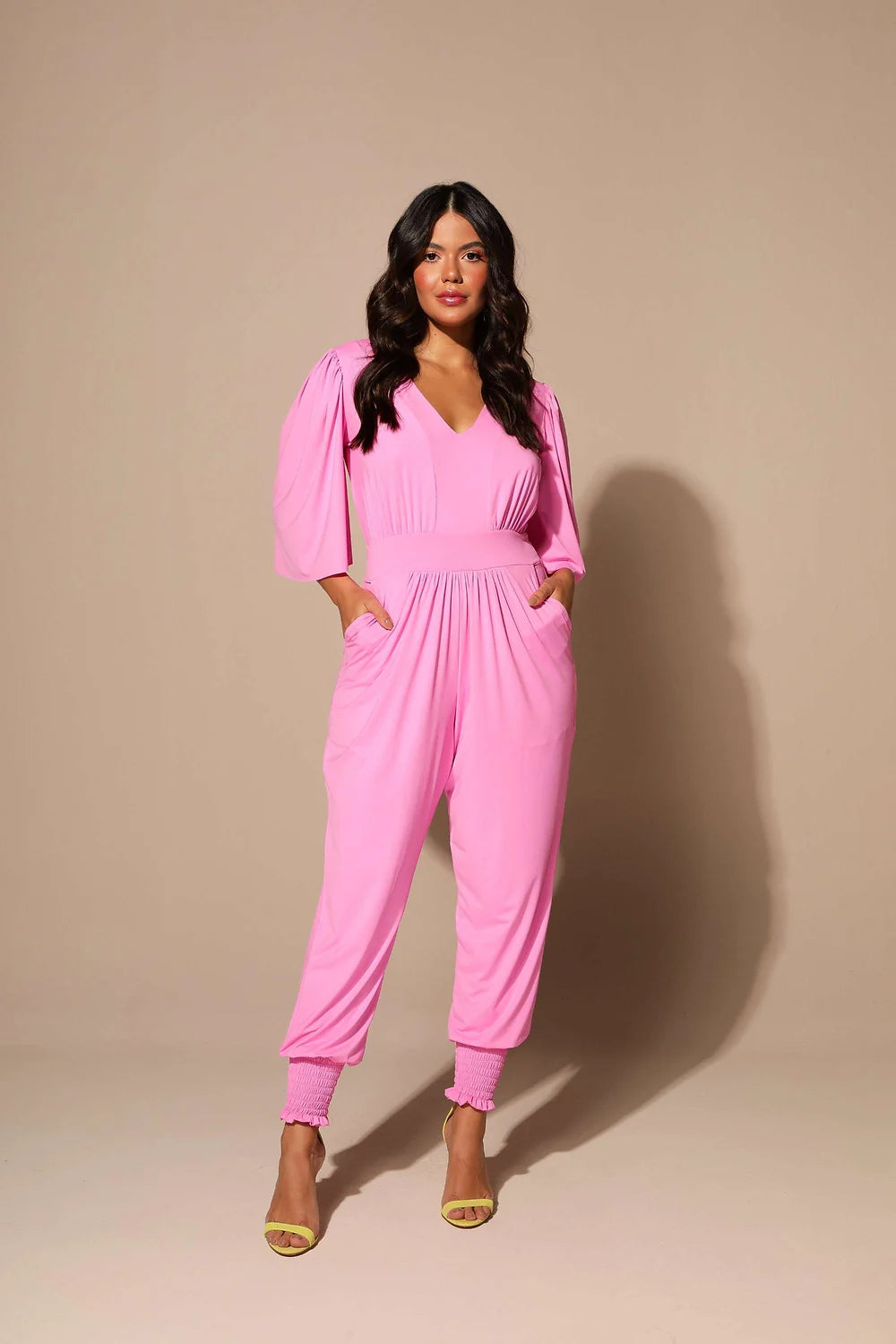 Mariela V-Neck Pink Jumpsuit