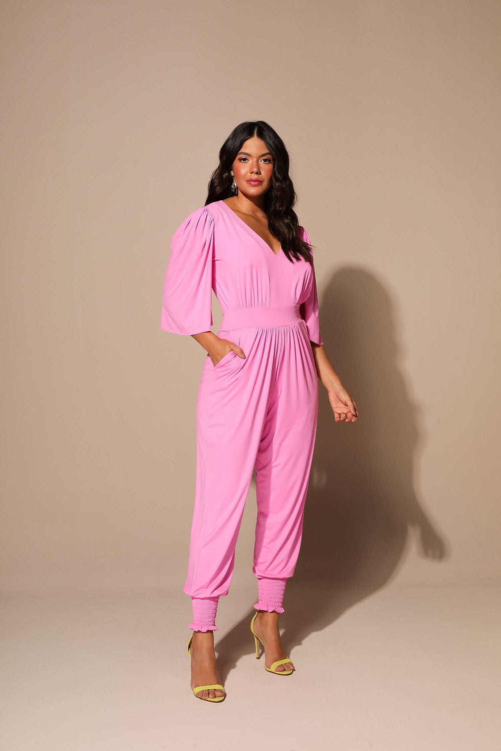 Mariela V-Neck Pink Jumpsuit