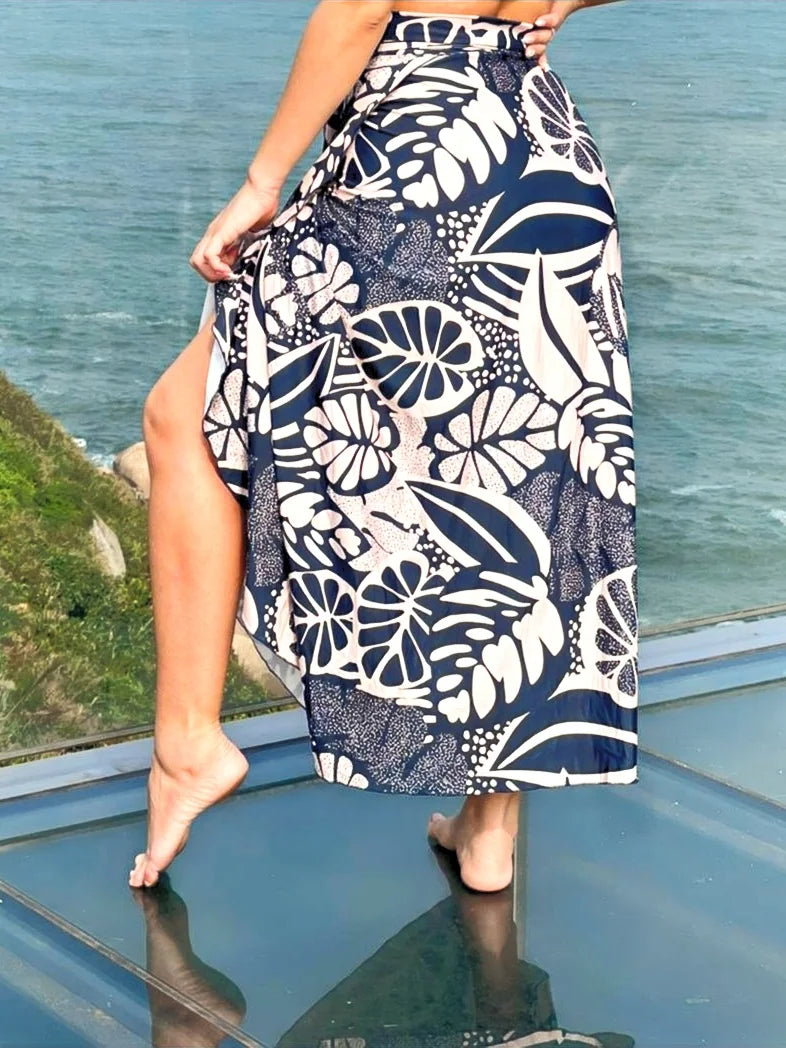 Beach Navy Rose Cover-Up Wrap Skirt – Bebright Fashionusa