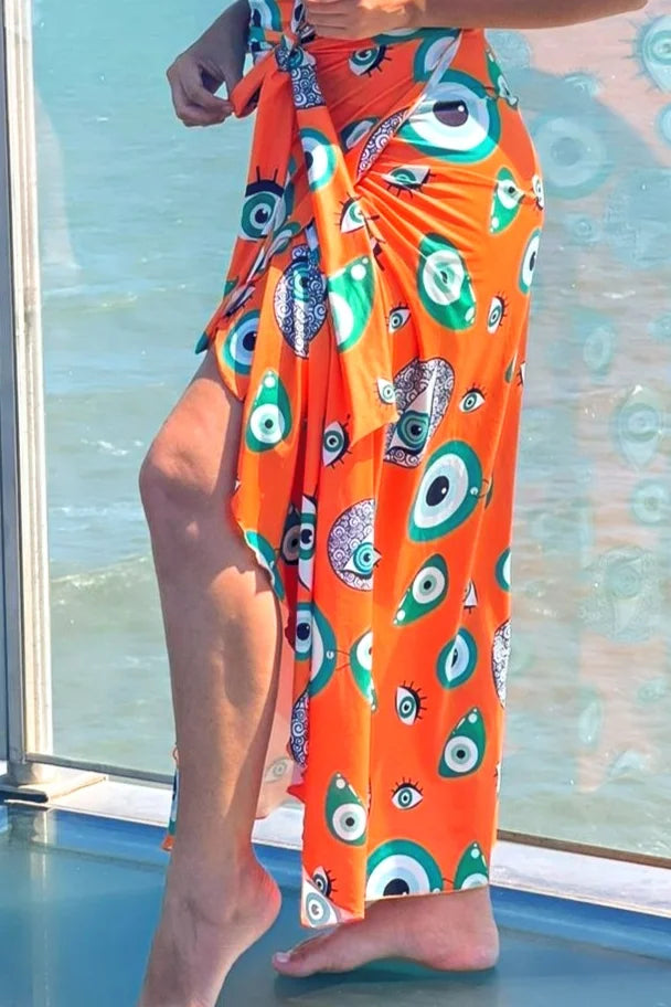 Beach Printed Cover-Up Wrap Skirt